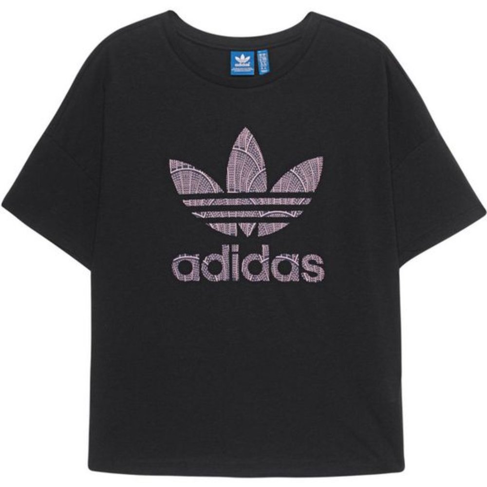 adidas Originals Shell Print Logo Oversized Tee - Size M